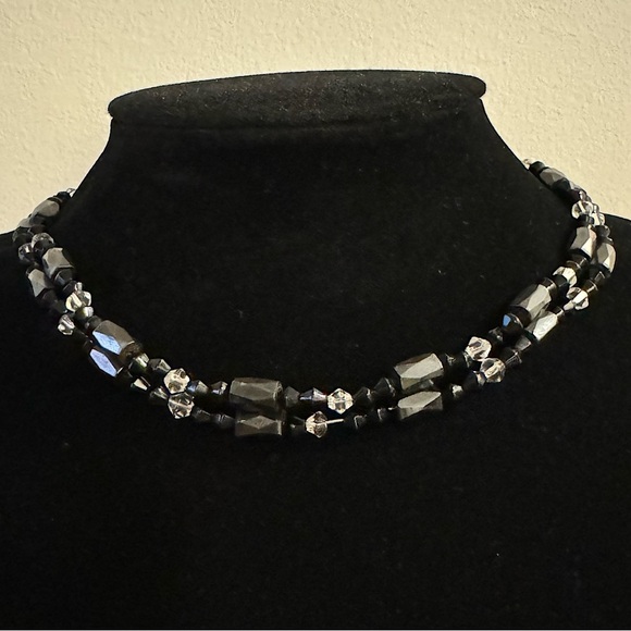 ⚜️3 for $30⚜️ Vintage Hematite Magnetic Wrap Bracelet Black Crystal **Flaw - Picture 5 of 11